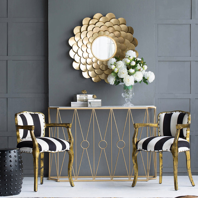 Gold Mirrored Floral Wall Art