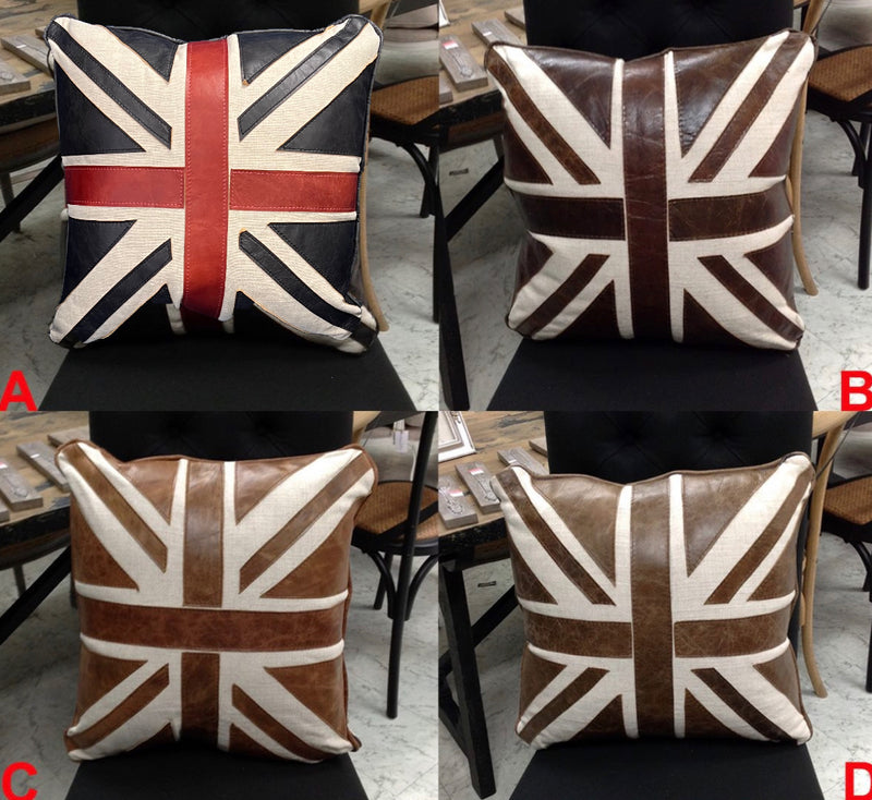UK Union Jack Leather Cushion