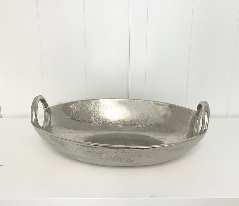 Aluminium Silver Oval Bowl W/Round Handle Small