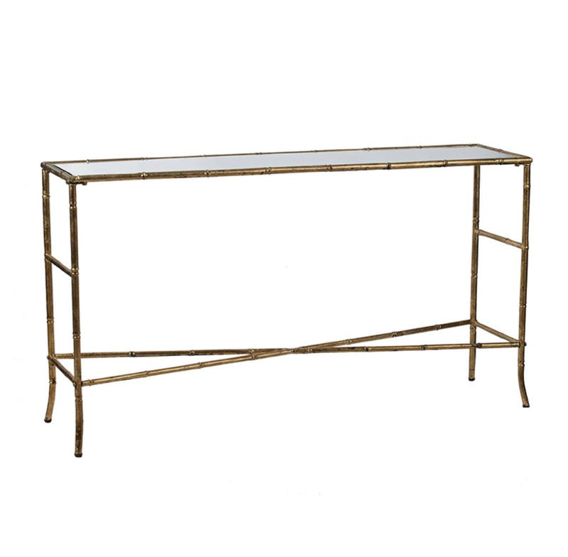 Mirror Top Antique Gold Console table