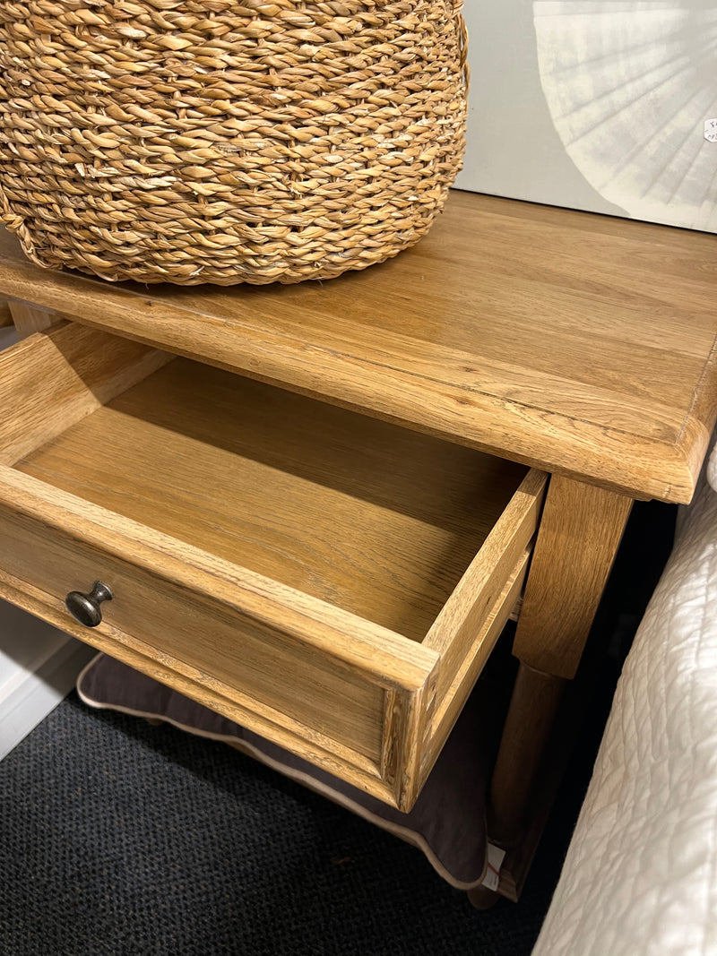 French Villa OAK One drawer Bed side / Natural Gloss