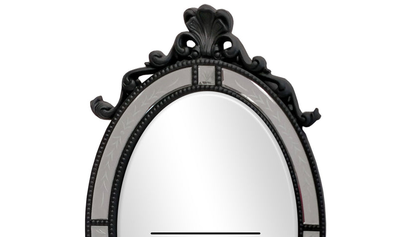 Prudence Bevelled Oval Mirror Black 830x530mm