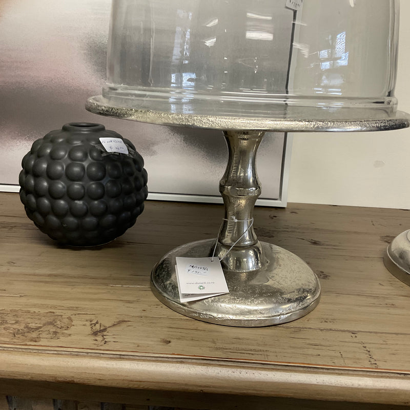 Aluminium Silver Cake Stand With Glass Dome