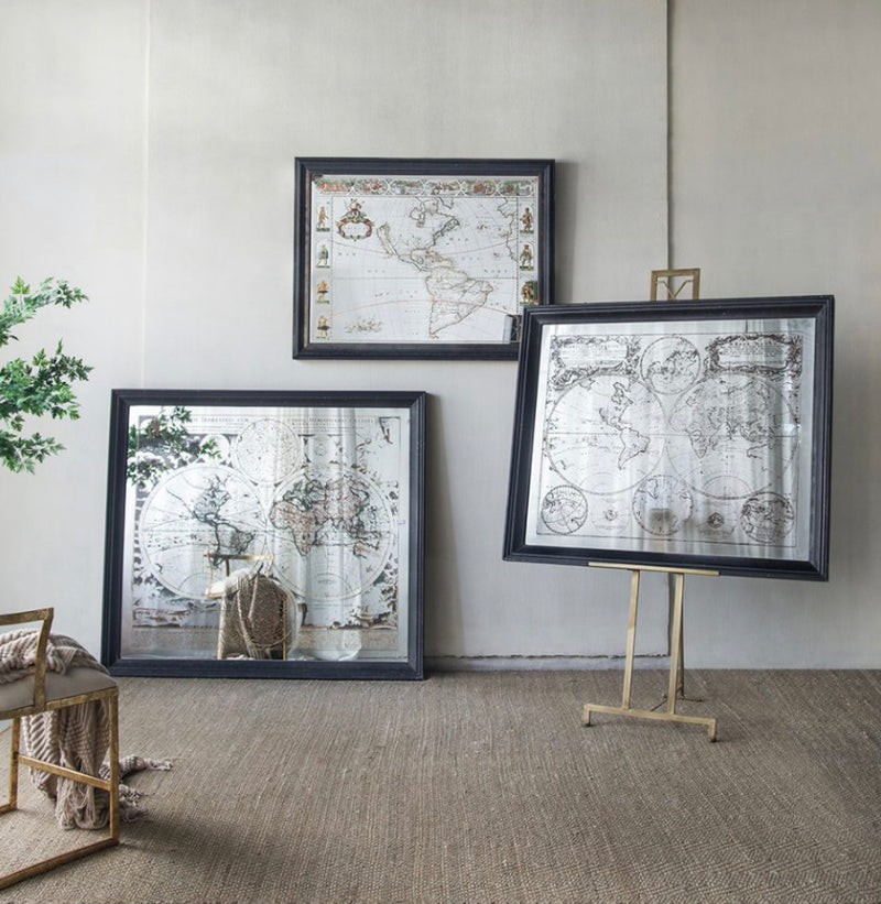 Mirrored Wall Art -World Map/120x93cm