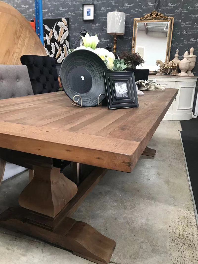 2.4m-3m Reclaimed Wood Trestle Dining Table