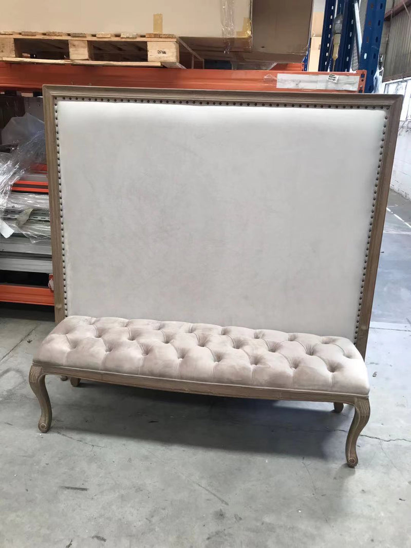 Superking/Maison French Country  OAK Headboard 150cm H/ Latte Velvet