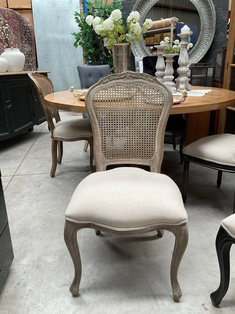 Vintage French Provincial Rattan Back Dining Chair -Weathered OAK