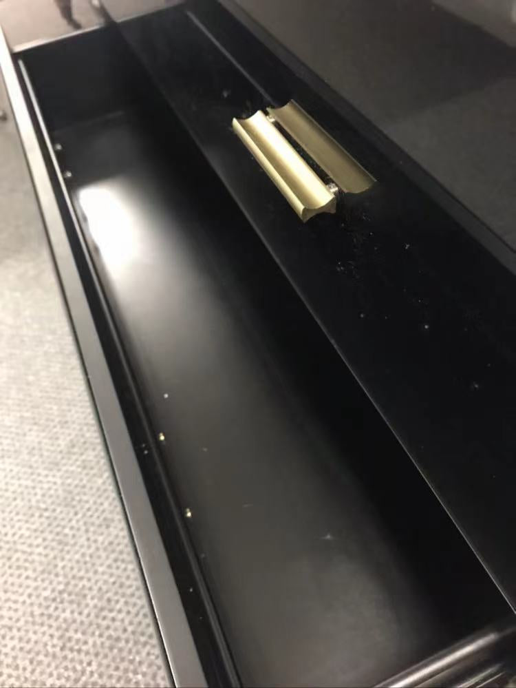 Mercury Black Glass and Antique Brass 3 Drawer Chest