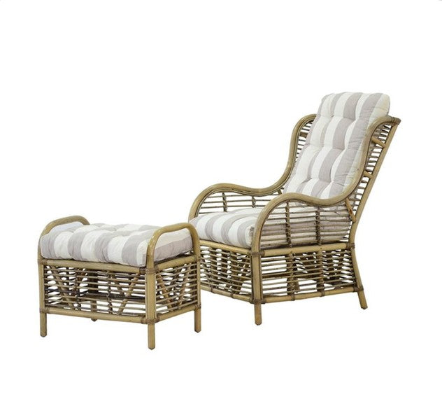 Rattan Wing chair and ottoman
