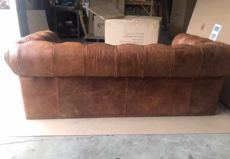 Top Grain Leather Chesterfield 3 seater in Cocoa