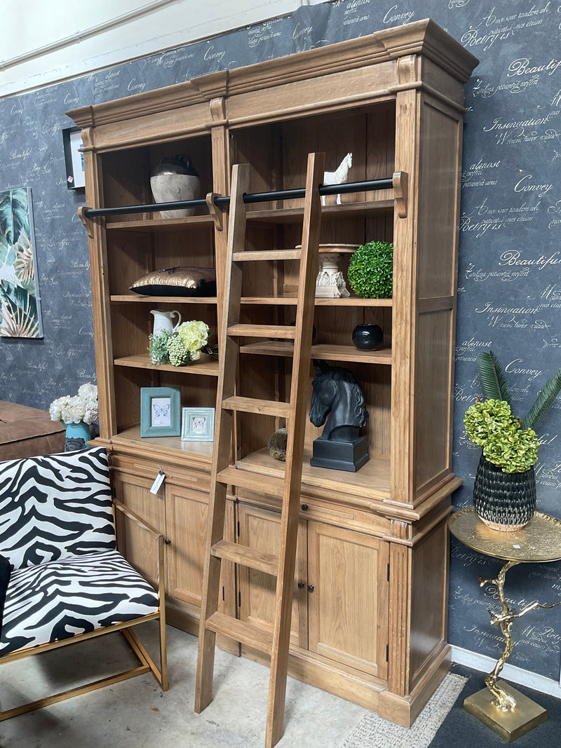 French Library Bookcase 3 bays OAK