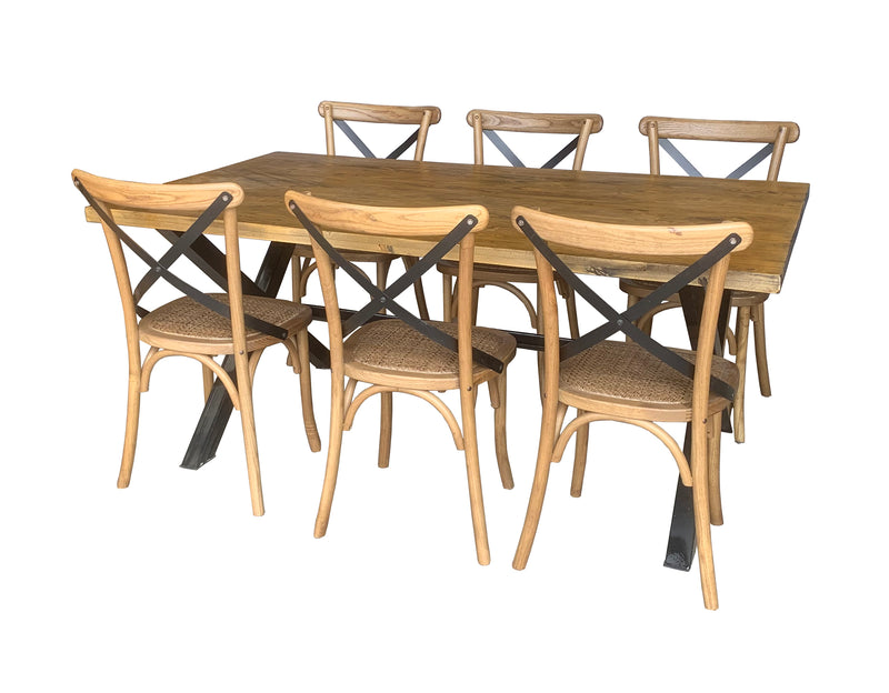 2.4M Wood Dining table/ Cross Legs