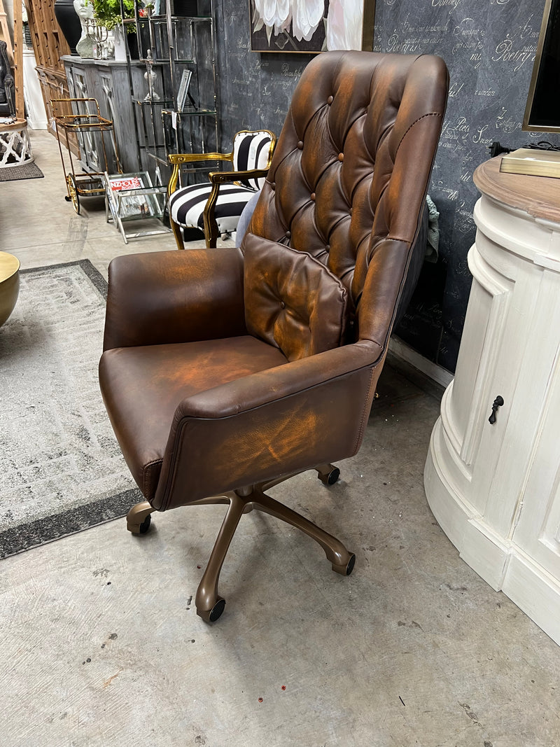 Clearance! HALF PRICE /Full Grain Leather office Chair- Rotten Brown