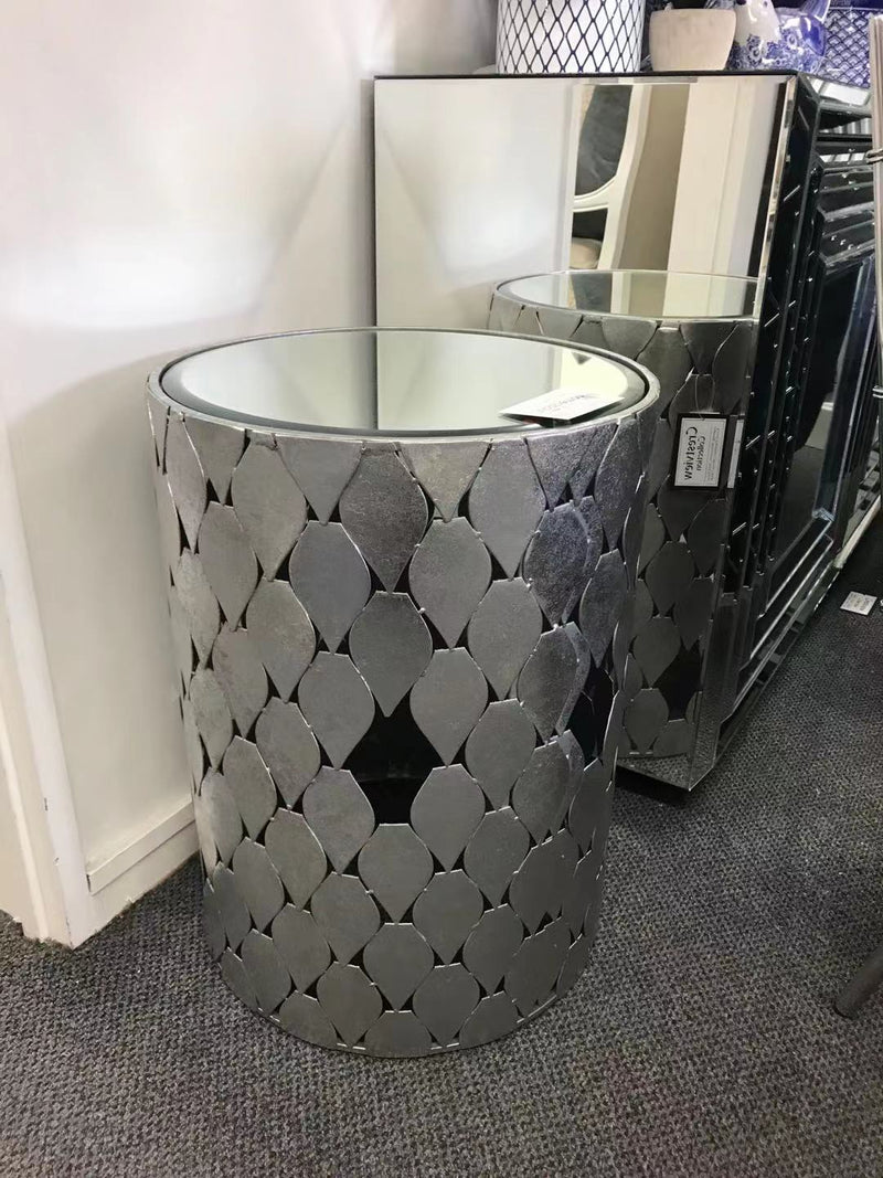 Clearance: Alma Silver Leaf Side Table