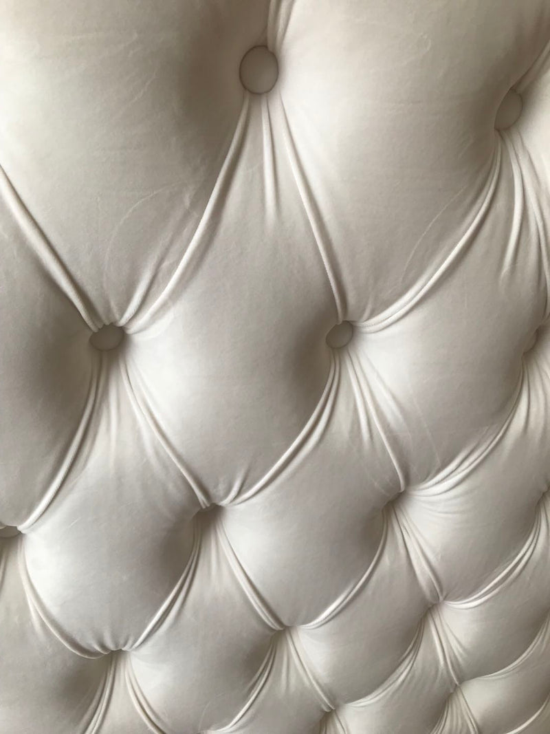 Superking/ Buttoned Pearl White Velvet Headboard  150cmH