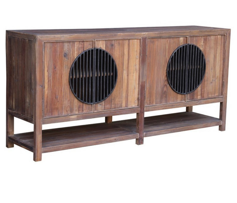 Chinese Historical Sideboard Iron/ Old Pine 4 Doors