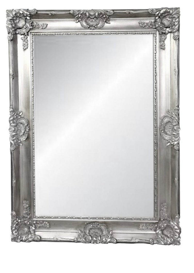 ORNATE BEVELLED MIRROR – ANTIQUE SILVER 2.2 m High