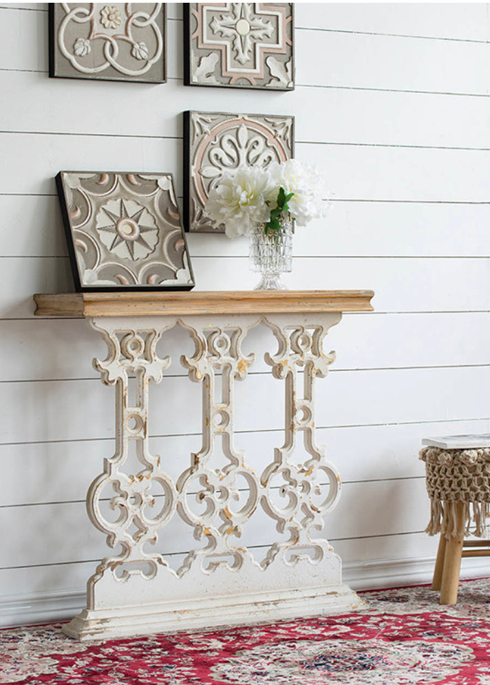 Classic Vintage white Wash Console table