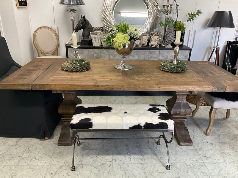 1.8-2.4m Extended  Wood Trestle Dining Table/ Natural Base