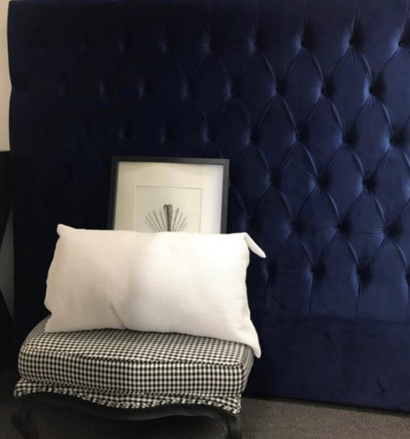 Superking/Buttoned Navy Velvet 150cm High Headboard