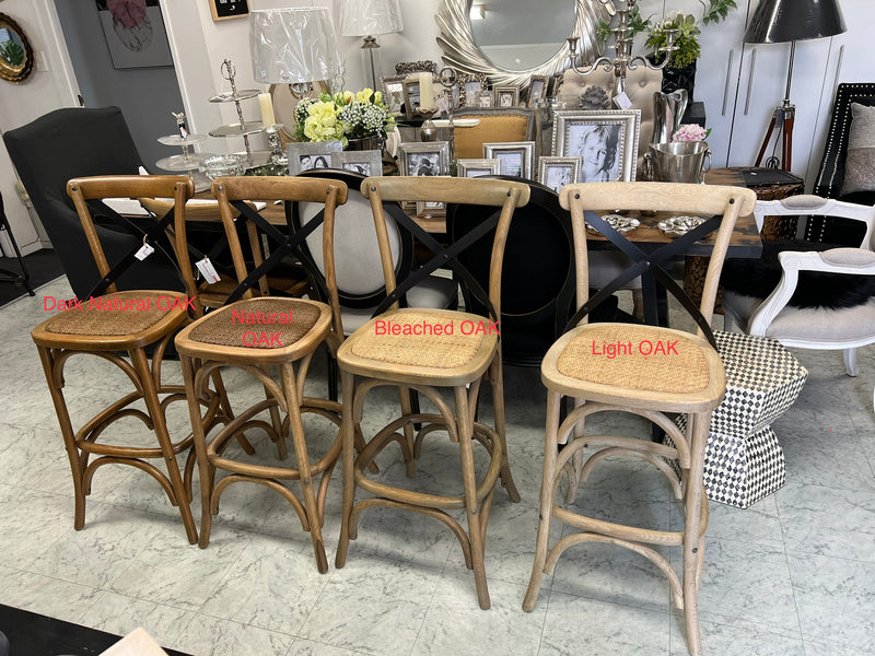 Cross  Back OAK Bar stool/Light OAK