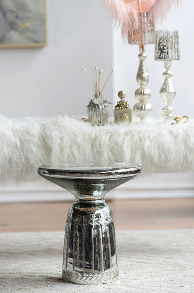 Glass Silver Side Table