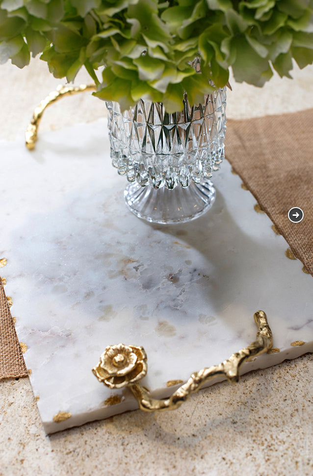 Square Marble Tray/Flower Handles