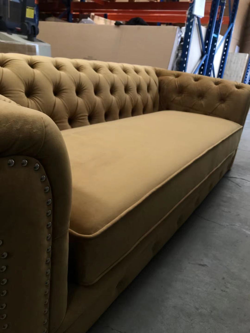 Chesterfield Sofa 2 Seater Mustard velvet