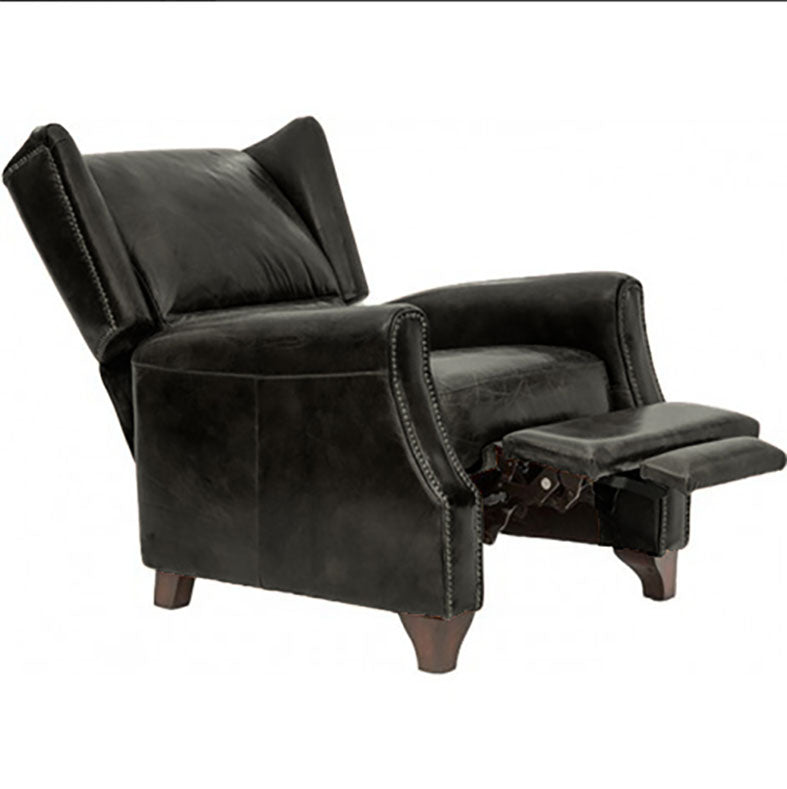 LEATHER RECLINER CHAIR IN BELON BLACK