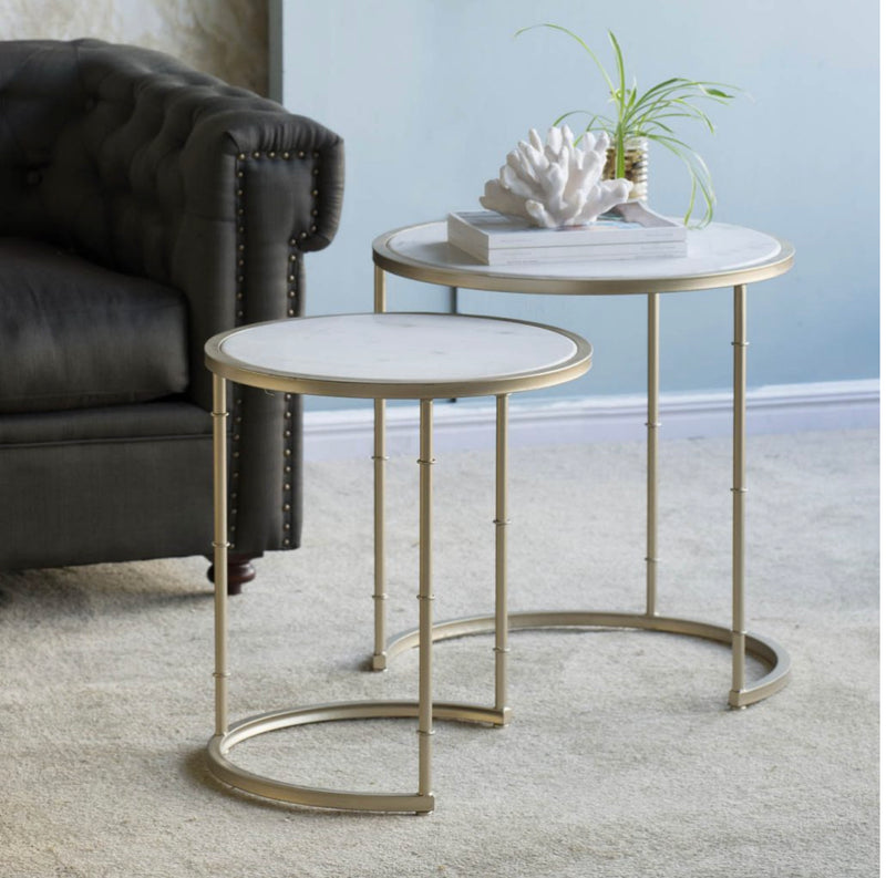 Eclipse Stacking Side on Tables S/2 Marble Top