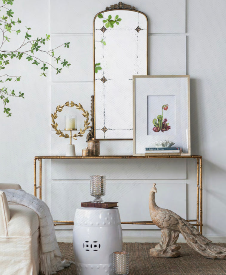 Mirror Top Antique Gold Console table