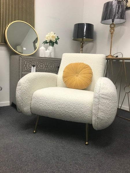 Boucle Arm Chair White