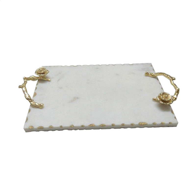 Square Marble Tray/Flower Handles