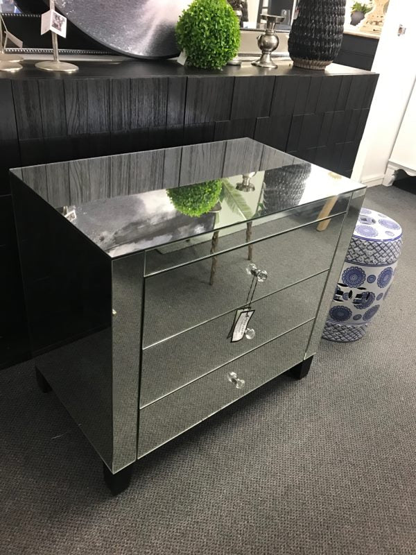 Large Mirrored 3 Drawers Bedside
