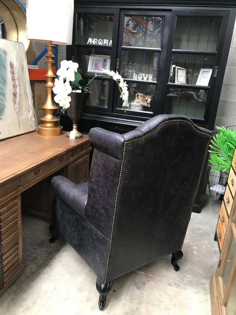Top Grain Leather Wingback Chair