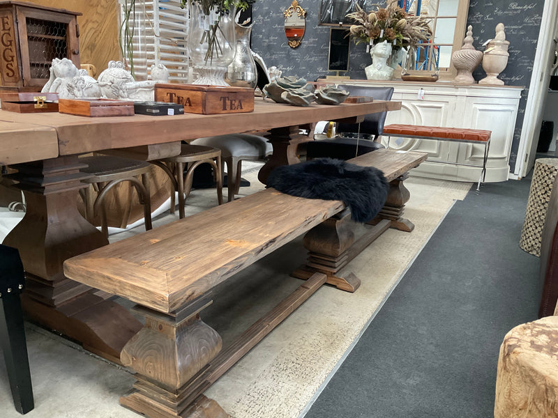 2.4m Reclaimed Wood Trestle Dining Table Bench