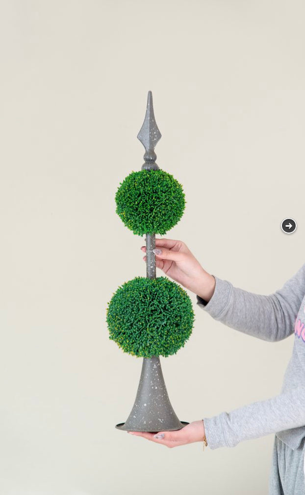 Spired Two-Sphere Boxwood Topiary