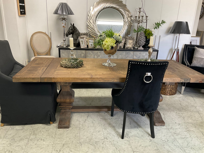1.8-2.4m Extended  Wood Trestle Dining Table/ Natural Base