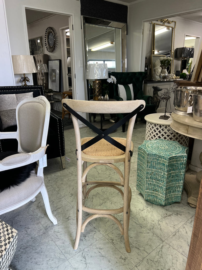 Last One ! Cross  Back OAK Bar stool/Light OAK