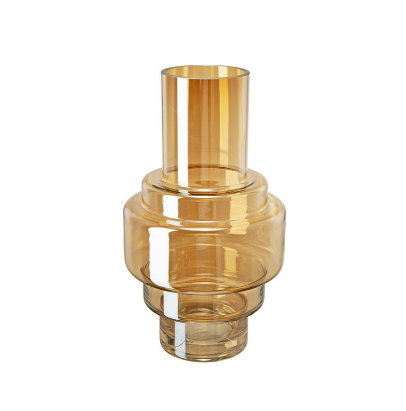 Geometric Amber Luster Glass Vase