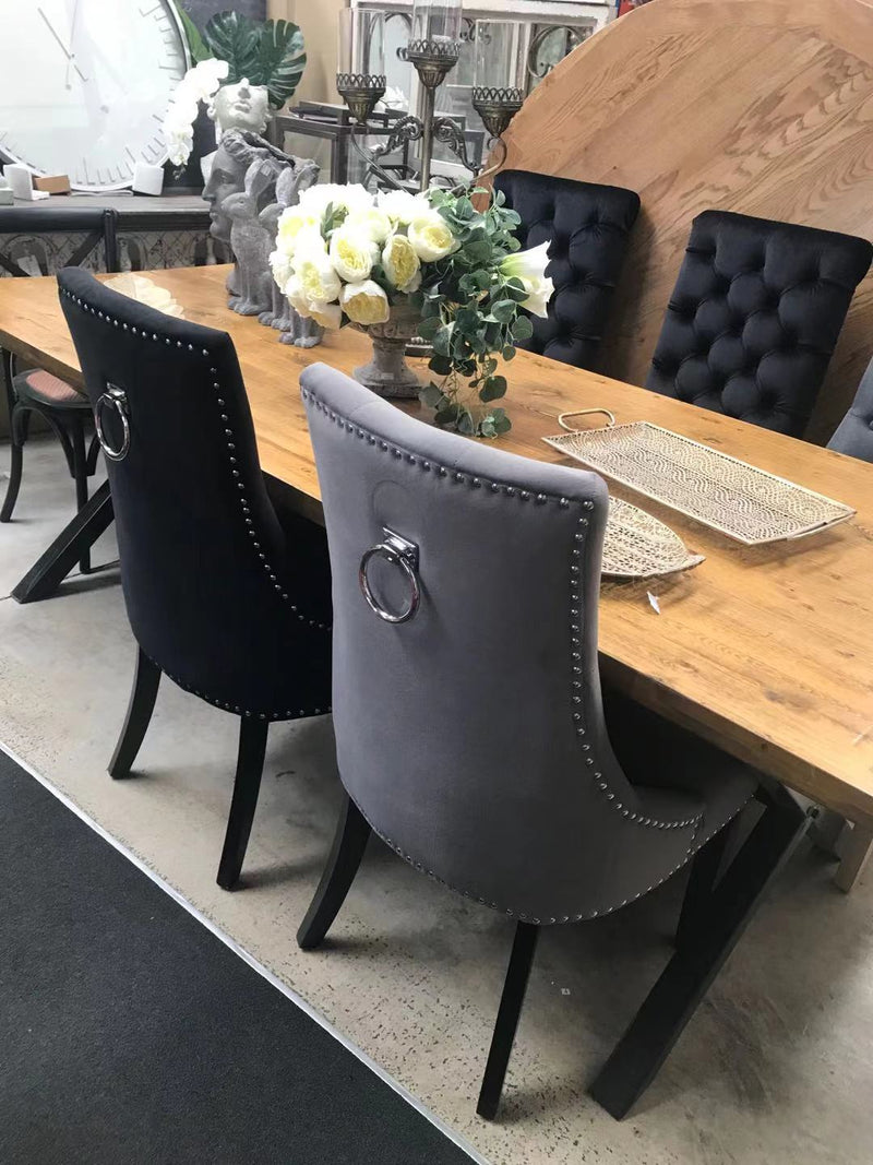 Modern Classic Tufted Dining Chair Grey velvet