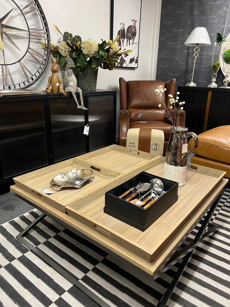 Square Coffee Table with Tray