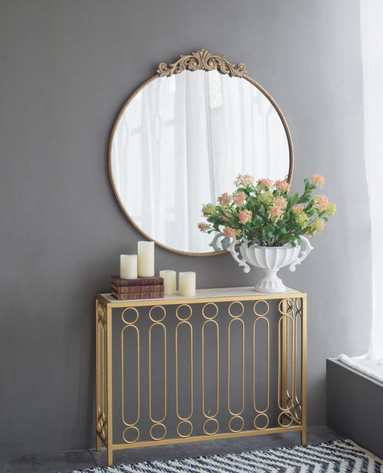 Baroque Gold Metal Wall mirror  Round 970mm