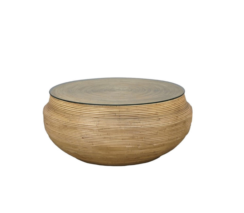 Rattan Round Coffee Table with Glass Top DCB141