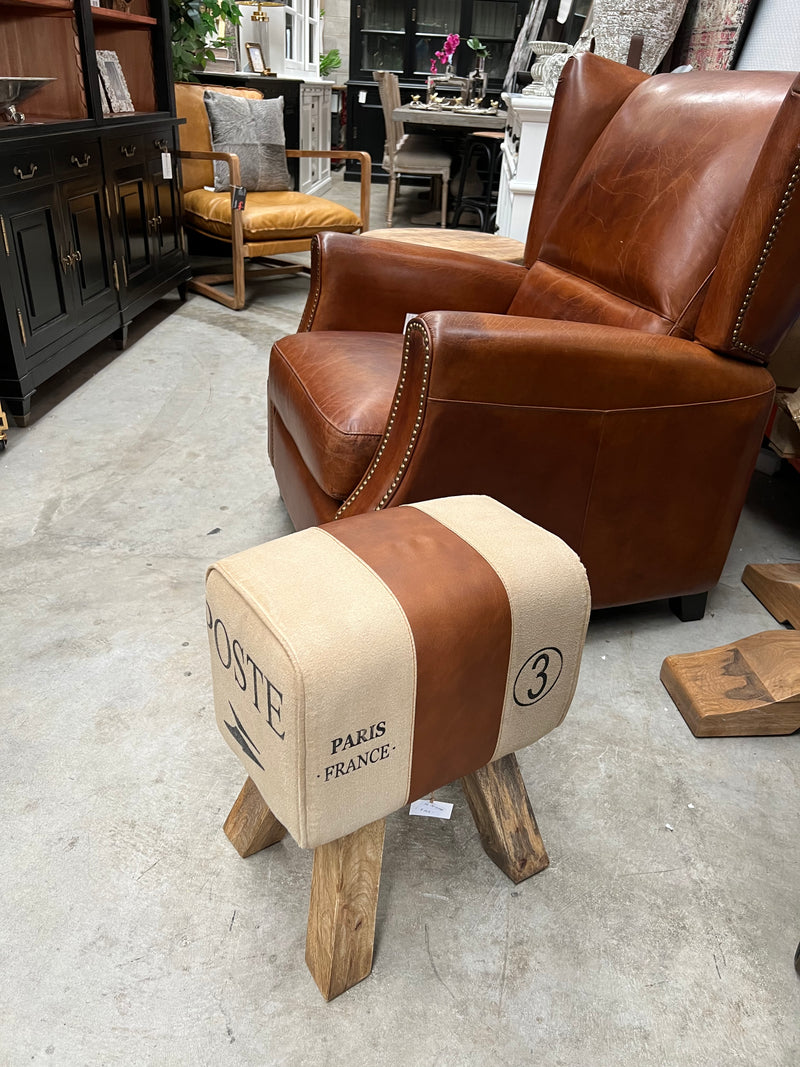 Fabric and Leather Gym Stool