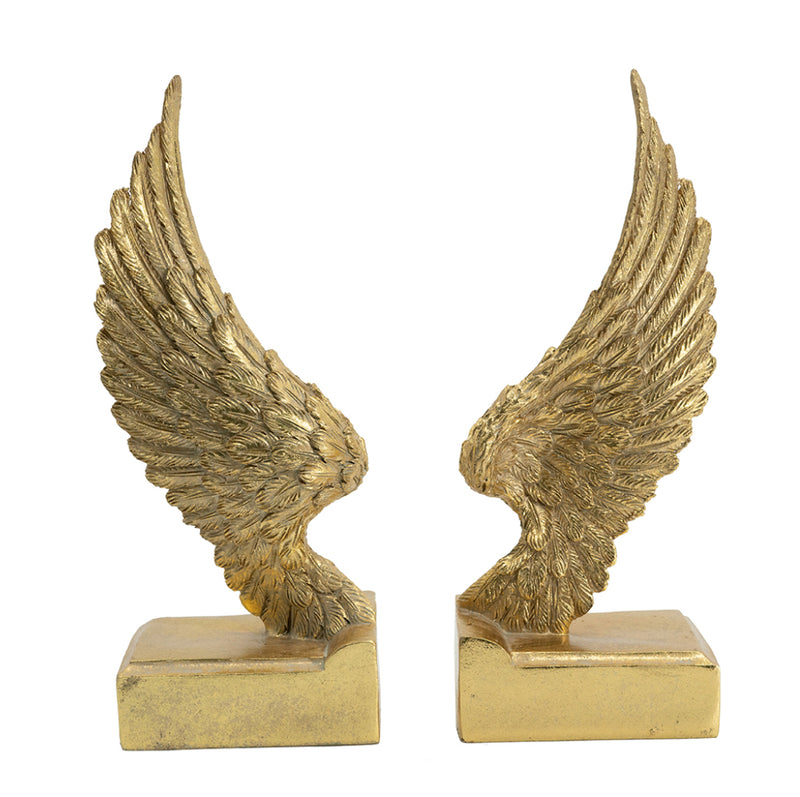 Wing Bookends Gold S/2     26.7cmH