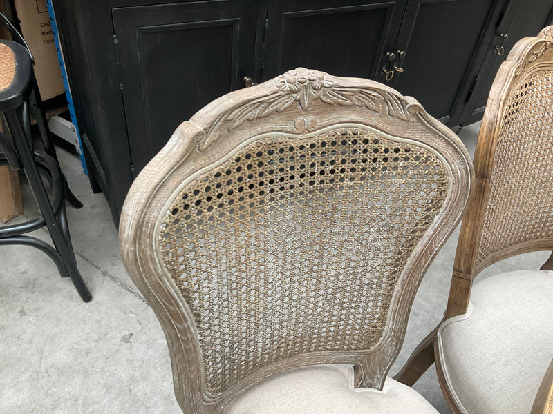 Vintage French Provincial Rattan Back Dining Chair -Weathered OAK