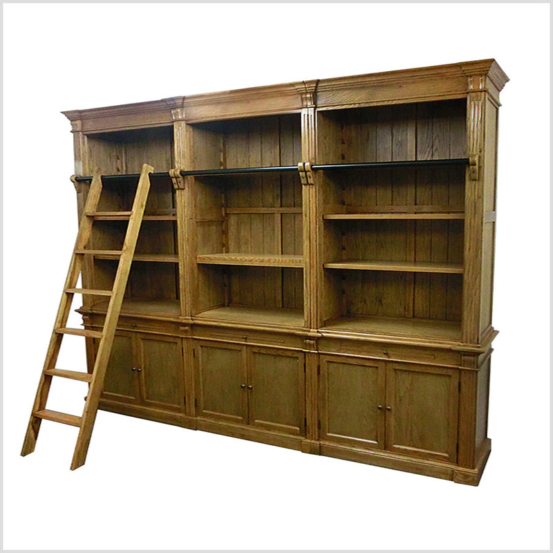 French Library Bookcase 3 bays OAK