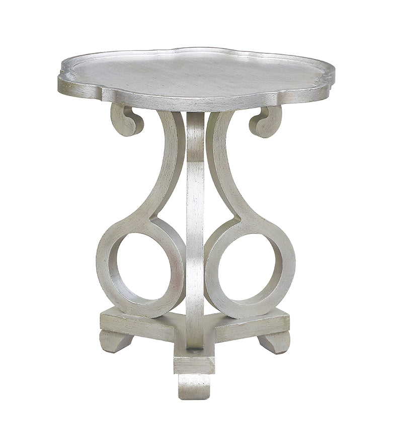 Adrinan Brushed Silver Scalloped Side Table
