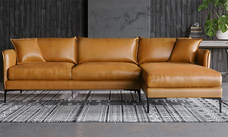 Como Top Grain Leather Right-Facing Sectional